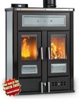 Klover BI-FIRE MID Kombi Kaminofen Holz Pellet wasserführend Stahl silber 27,4 kw